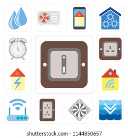 Set Of 13 simple editable icons such as Switch, Deep, Cooler, Plug, Modem, Home, Alarm, web ui icon pack