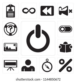 Set Of 13 simple editable icons such as Switch, Percent, Compass, User, Television, Reading, Picture, Help, web ui icon pack
