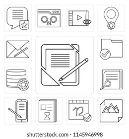 Set Of 13 simple editable icons such as Notebook, Image, Calendar, List, Smartphone, Notepad, Database, Folder, Envelope, web ui icon pack