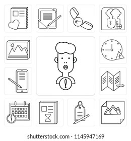 Set Of 13 simple editable icons such as User, Image, Price tag, List, Calendar, Map, Smartphone, Stopwatch, web ui icon pack