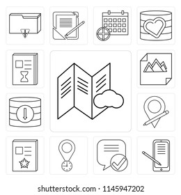 Set Of 13 simple editable icons such as File, Smartphone, Speech bubble, Placeholder, Notebook, Database, Image, List, web ui icon pack