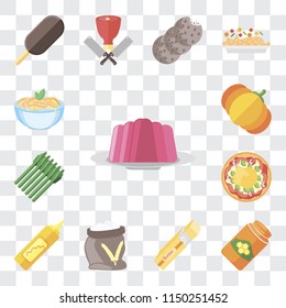 Set Of 13 simple editable icons such as Jelly, Honey, Butter, Flour, Mustard, Pizza, Asparagus, Pumpkin, Pasta, web ui icon pack