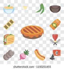 Set Of 13 simple editable icons such as Pie, Seeds, Hot dog, Radish, Cookies, Butcher, Taco, Honey, Biscuit, web ui icon pack