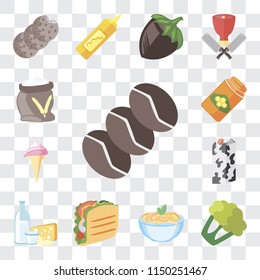 Set Of 13 simple editable icons such as Coffee, Cauliflower, Pasta, Taco, Dairy, Milk, Ice cream, Honey, Flour, web ui icon pack