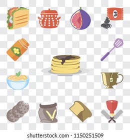 Set Of 13 simple editable icons such as Pancakes, Butcher, Bread, Flour, Cookies, Tea, Pasta, Spatula, Honey, web ui icon pack