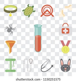 Set Of 13 simple editable icons such as Test tube, Rabbit, Stethoscope, Leash, Platform, Winner, Filter, First aid, Spider, web ui icon pack