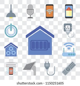 Set Of 13 simple editable icons such as Smart home, Remote, Plug, Panel, Air conditioner, Modem, Power, web ui icon pack