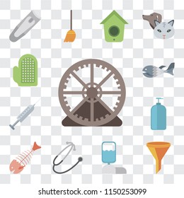 Set Of 13 simple editable icons such as Hamster ball, Filter, Water tank, Stethoscope, Fish bone, Shampoo, Injection, Fish, Glove, web ui icon pack