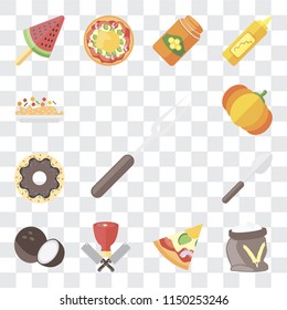 Set Of 13 simple editable icons such as Fork, Flour, Pizza, Butcher, Coconut, Spoon, Doughnut, Pumpkin, Risotto, web ui icon pack