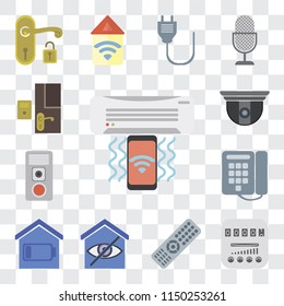 Set Of 13 simple editable icons such as Air conditioner, Meter, Remote, Smart home, Dial, Intercom, Security camera, Doorbell, web ui icon pack