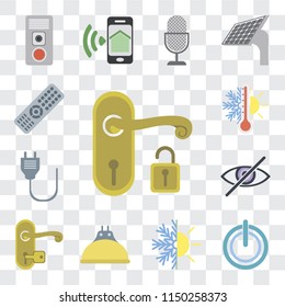 Set Of 13 simple editable icons such as Handle, Power, Heating, Lightbulb, Blind, Plug, Thermostat, Remote, web ui icon pack
