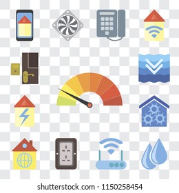 Set Of 13 simple editable icons such as Meter, Water, Modem, Plug, Home, Smart home, Deep, Doorbell, web ui icon pack