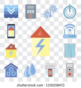 Set Of 13 simple editable icons such as Home, Intercom, Air conditioner, Water, Smart home, Window, Modem, web ui icon pack