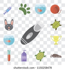 Set Of 13 simple editable icons such as Razor, Mouse, Turtle, Shampoo, Test tube, Trophy, Aquarium, Rabbit, web ui icon pack