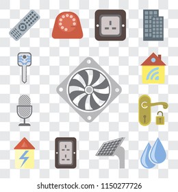 Set Of 13 simple editable icons such as Cooler, Water, Panel, Plug, Home, Handle, Voice control, Smart key, web ui icon pack