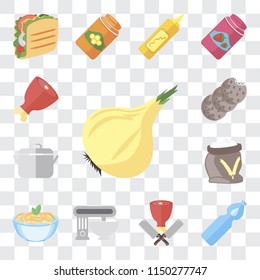 Set Of 13 simple editable icons such as Onion, Water, Butcher, Mixer, Pasta, Flour, Pot, Cookies, Ham, web ui icon pack