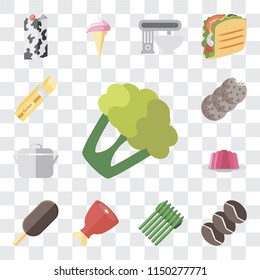 Set Of 13 simple editable icons such as Cauliflower, Coffee, Asparagus, Ham, Ice cream, Jelly, Pot, Cookies, Butter, web ui icon pack