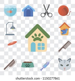 Set Of 13 simple editable icons such as Pet shop, Cat, Syringe, Bowl, Brush, Comb, Frisbee, Bird house, Lamp, web ui icon pack