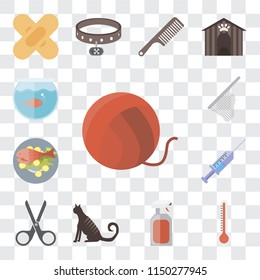 Set Of 13 simple editable icons such as Yarn, Thermometer, Spray, Cat, Scissors, Syringe, Fish food, Net, Aquarium, web ui icon pack