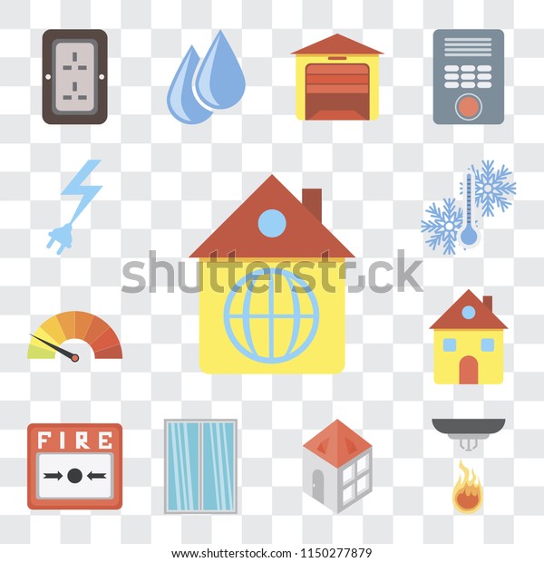 Set Of\
13 simple editable icons such as Home, Sensor, Window, Fire alarm,\
Meter, Temperature, Power, web ui icon\
pack