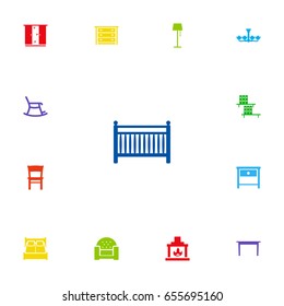 Set Of 13 Situation Icons Set.Collection Of Stool, Bookcase, Luster And Other Elements.