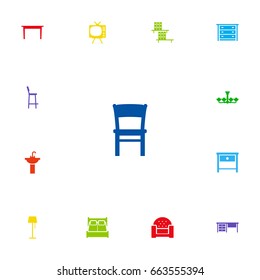 Set Of 13 Situation Icons Set.Collection Of Commode, Bedside Table, Sofa And Other Elements.
