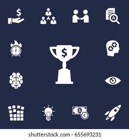 Set Of 13 Startup Icons Set.Collection Of Time In Fire, Currency, Rocket And Other Elements.