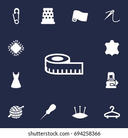 Set Of 13 Stitch Icons Set.Collection Of Embroidered, Pintle, Skin And Other Elements.