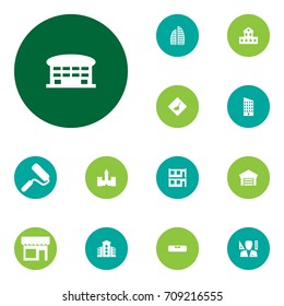 Set Of 13 Structure Icons Set.Collection Of Designer, Skyscraper, Airport And Other Elements.
