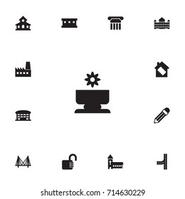 Set Of 13 Structure Icons Set.Collection Of Technology, Golden Gate, Open And Other Elements.