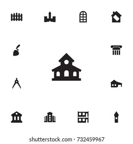 Set Of 13 Structure Icons Set.Collection Of Chateau, Construction, Balcony And Other Elements.