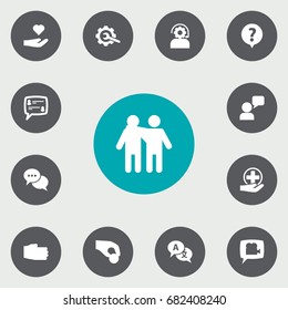 Set Of 13 Support Icons Set.Collection Of Care;, Talk, Translate And Other Elements.