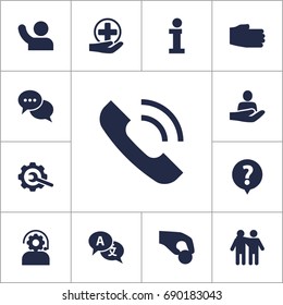 Set Of 13 Support Icons Set.Collection Of Hand, Human , Friendship Elements.