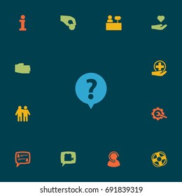 Set Of 13 Support Icons Set.Collection Of Care;, Help, Gear And Other Elements.