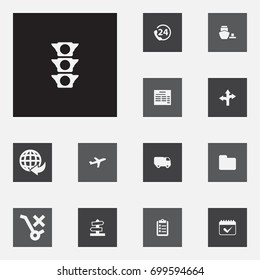 Set Of 13 Systematization Icons Set.Collection Of Aircraft, Bill, On Schedule And Other Elements.