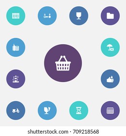 Set Of 13 Systematization Icons Set.Collection Of Direction, Broken Cup, Date And Other Elements.