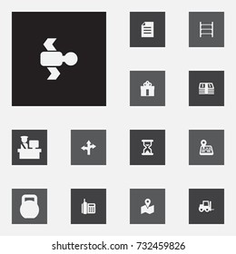 Set Of 13 Systematization Icons Set.Collection Of Money, Sandwatch, Phone Elements.
