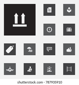 Set Of 13 Systematization Icons Set.Collection Of Ladder, Packaging, Money And Other Elements.