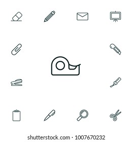 Set of 13 tools icons line style set. Collection of marker, mail, cutter and other elements.