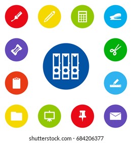 Set Of 13 Tools Icons Set.Collection Of Mail, Pushpin, Supplies And Other Elements.