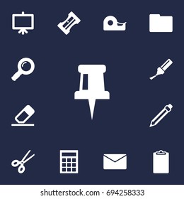 Set Of 13 Tools Icons Set.Collection Of Folder, Highlighter, Zoom Glasses And Other Elements.