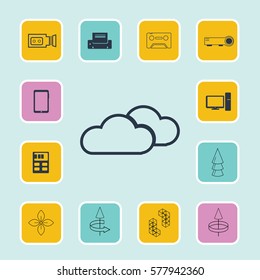 Set of 13 top icons. Flat Vector illustration. Can be used for mobile and web design