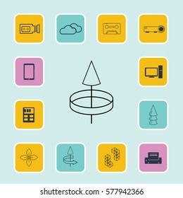 Set of 13 top icons. Flat Vector illustration. Can be used for mobile and web design
