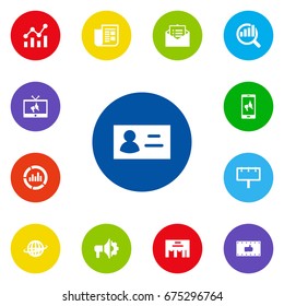Set Of 13 Trade Icons Set.Collection Of Application, World, Loudspeaker And Other Elements.