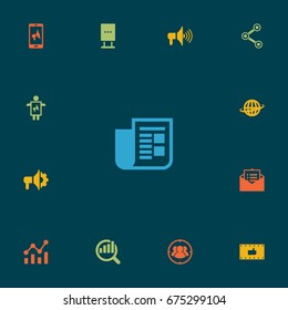 Set Of 13 Trade Icons Set.Collection Of Message, Loudspeaker, Application And Other Elements.
