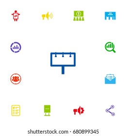 Set Of 13 Trade Icons Set.Collection Of Loudspeaker, Market, Inbox And Other Elements.