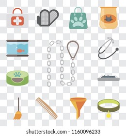 Set Of 13 transparent editable icons such as Leash, Collar, Filter, Comb, Broom, Litter box, Pet bed, Stethoscope, Aquarium, web ui icon pack, transparency set