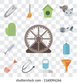 Set Of 13 transparent editable icons such as Hamster ball, Filter, Water tank, Stethoscope, Fish bone, Shampoo, Injection, Fish, Glove, web ui icon pack, transparency set
