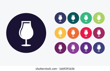 Set of 13 wine glass vector icon. Vector illustration. 