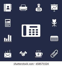 Set Of 13 Work Icons Set.Collection Of Address Book, Clip, Diagram And Other Elements.